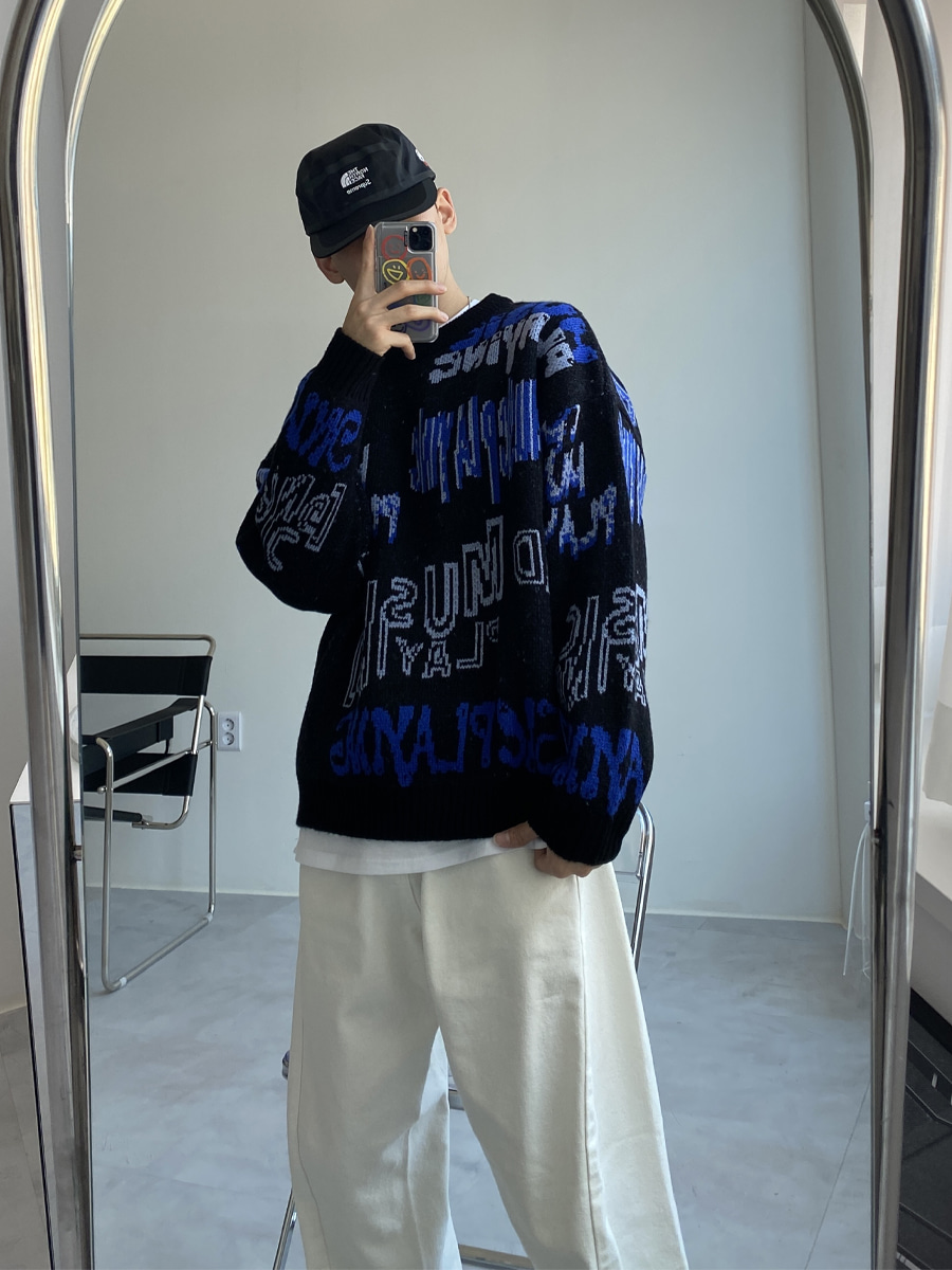 [MD추천] Flame Graphic Logo Knit