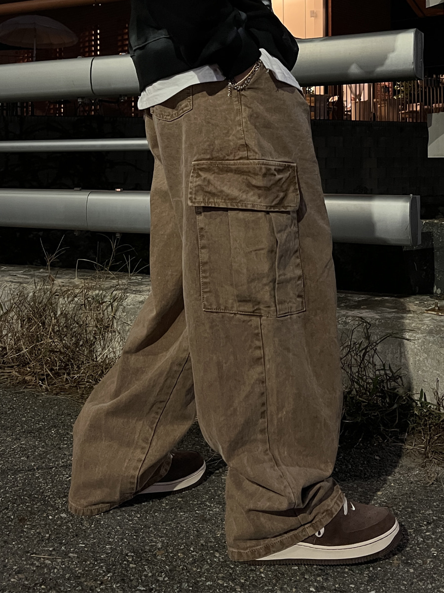 Pigment Washed Cargo Pants (3color)