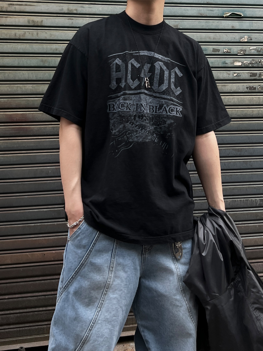 Vintage ACDC Dying Half Tee (1color)