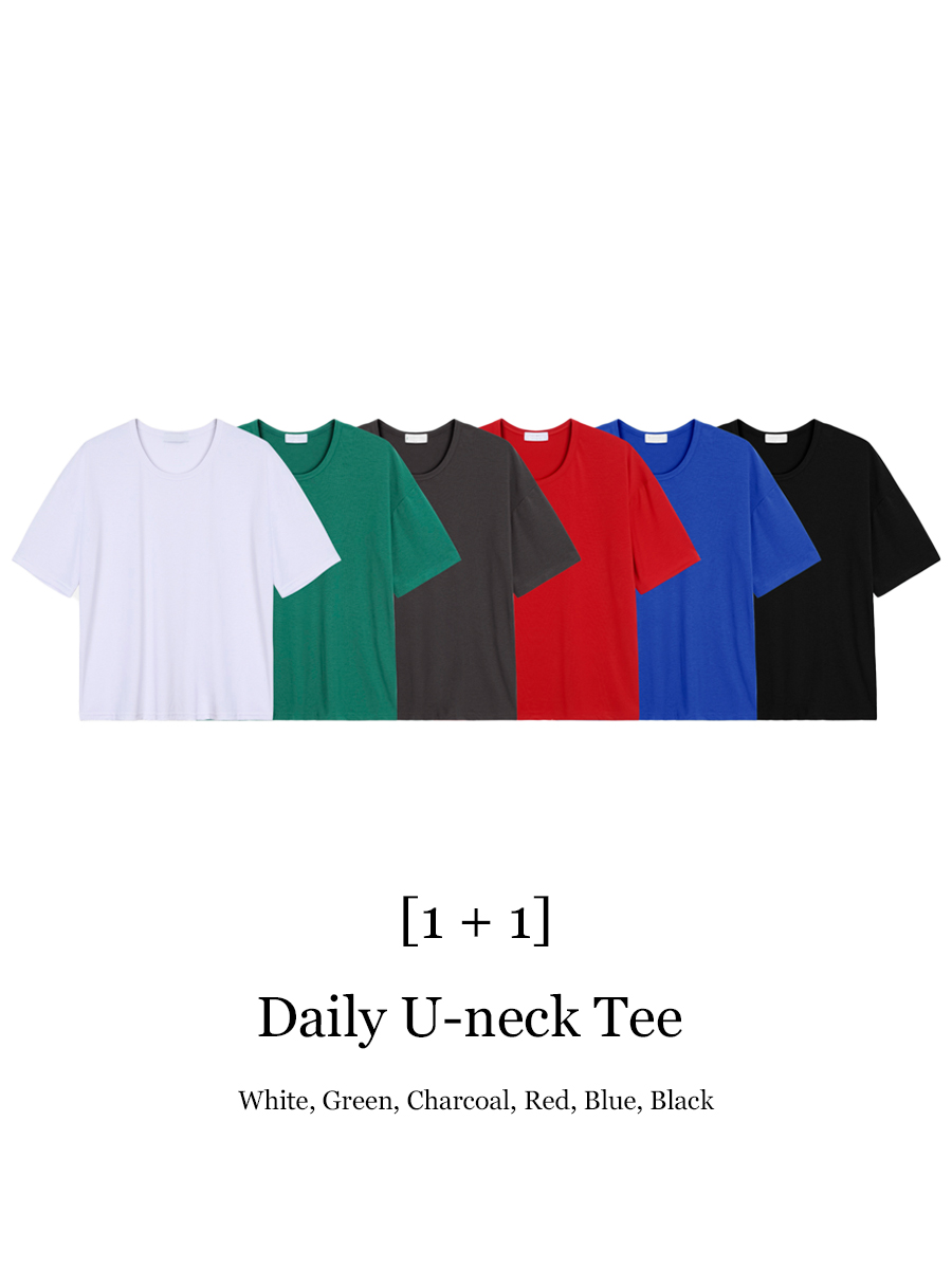 [1+1] Daily U-neck Tee  (6color)