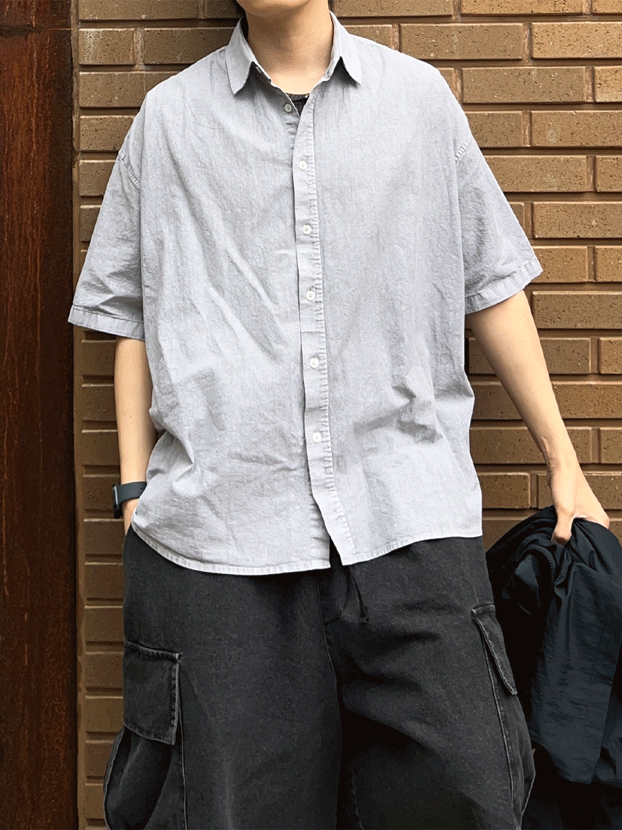 [추천] 피그먼트 오버 하프 셔츠 (5color)